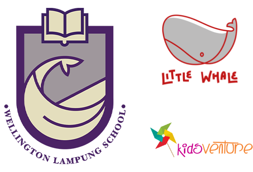 Wllington School logo, Little Whale logo, and Kids Adventure logo